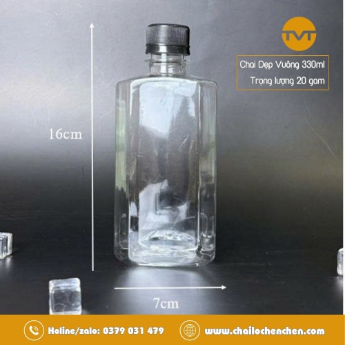 Chai Dẹp Vuông 330ml 