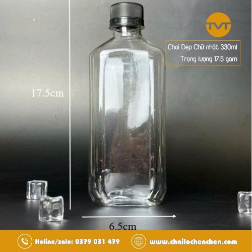 Chai Dẹp Chuữ Nhật 330ml