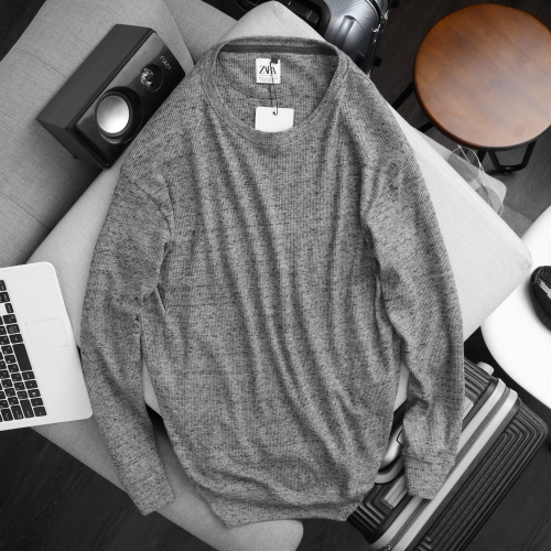 Áo ZARA tay dài vải thun cotton dệt ZR06